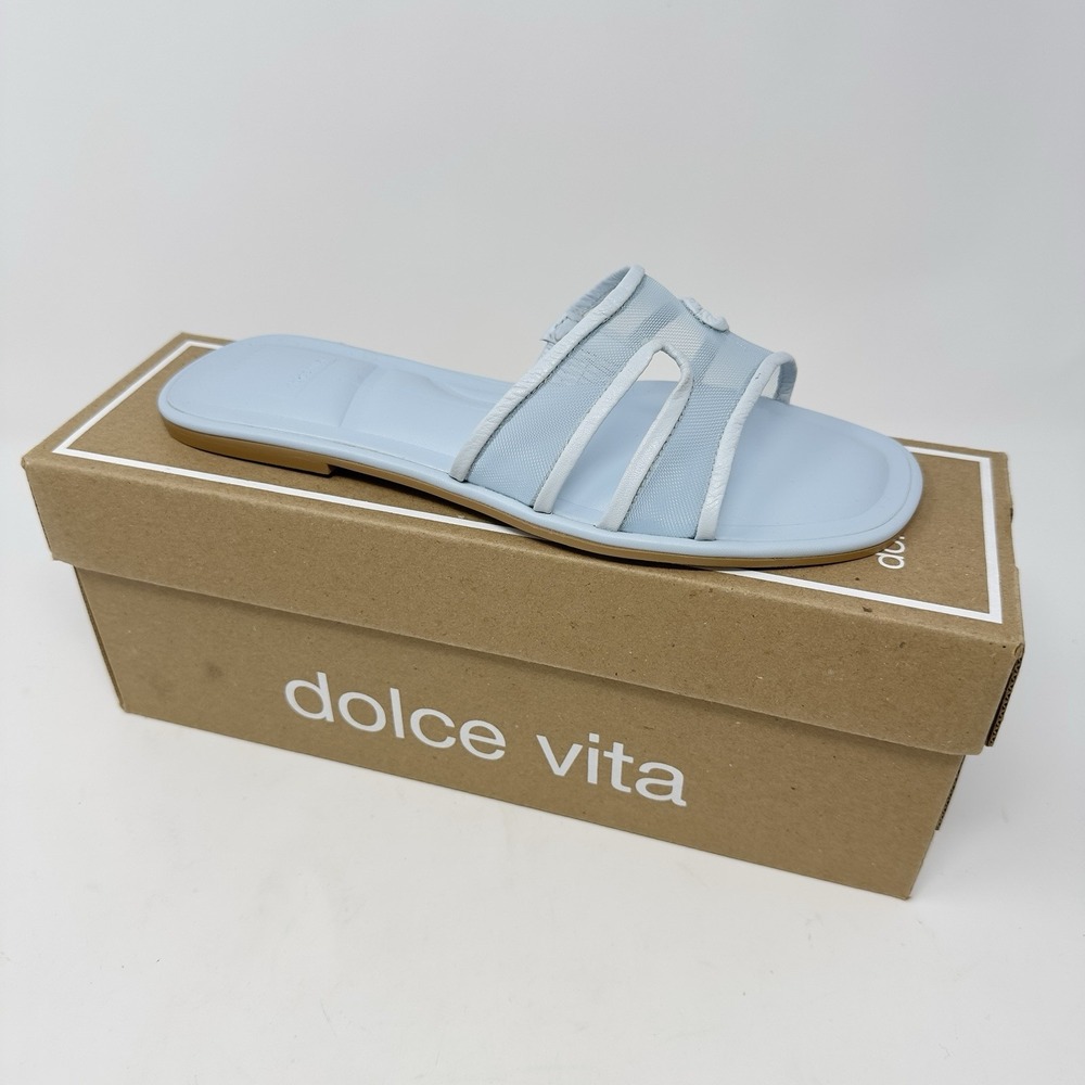 NIB Dolce Vita Flori Slide Sandal in Ice Blue Mesh Women's 7.5